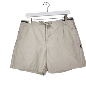 KUHL Shorts Womens Large Cream Beige KuhlDry Nylon Blend Pocket Adjustable Waist